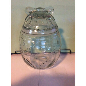Vintage Anchor Hocking Pink Glass Easter Egg Cookie Jar